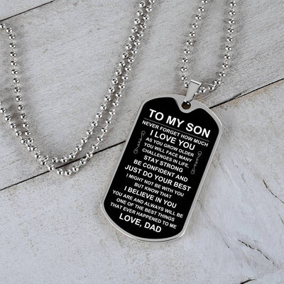 Load image into Gallery viewer, Personalized Necklace for Son from Dad, Father to Son Dog Tag Necklace
