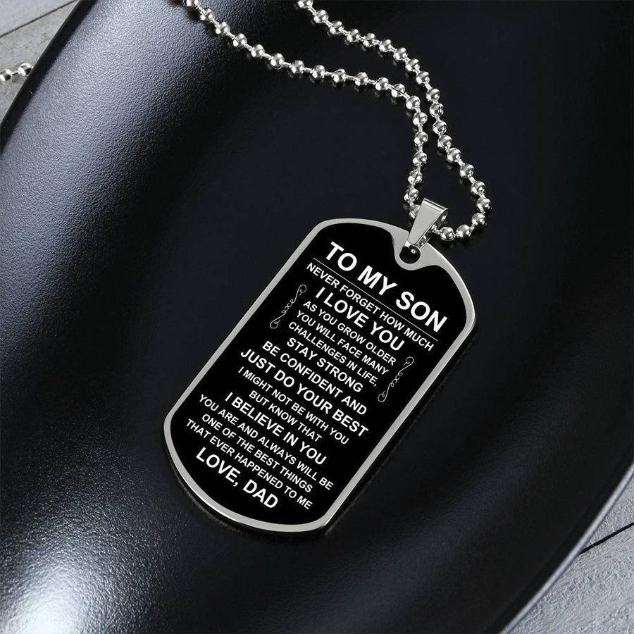 Personalized Necklace for Son from Dad, Father to Son Dog Tag Necklace