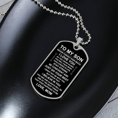 Load image into Gallery viewer, Personalized Necklace for Son from Mom, Mother to Son Dog Tag Necklace
