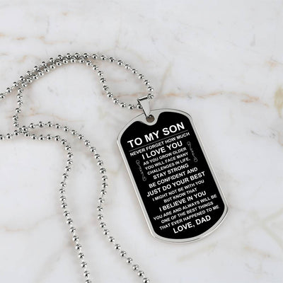 Load image into Gallery viewer, Personalized Necklace for Son from Dad, Father to Son Dog Tag Necklace

