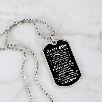 Load image into Gallery viewer, Personalized Necklace for Son from Mom, Mother to Son Dog Tag Necklace
