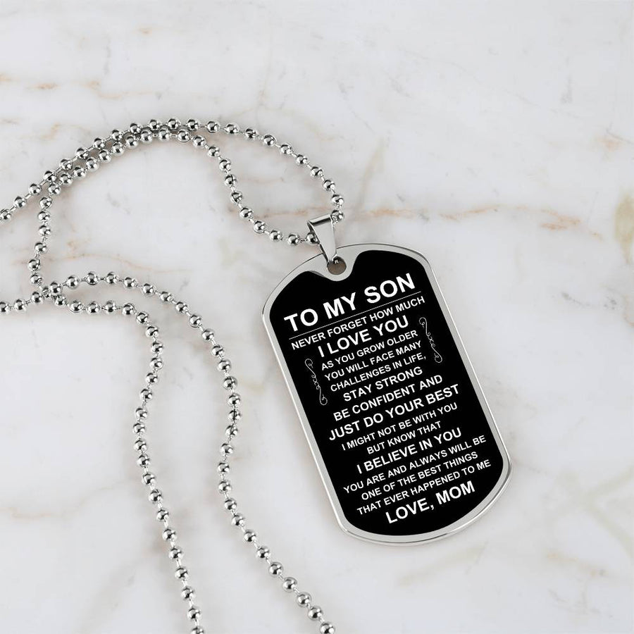 Personalized Necklace for Son from Mom, Mother to Son Dog Tag Necklace