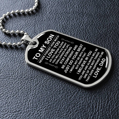 Load image into Gallery viewer, Personalized Necklace for Son from Dad, Father to Son Dog Tag Necklace
