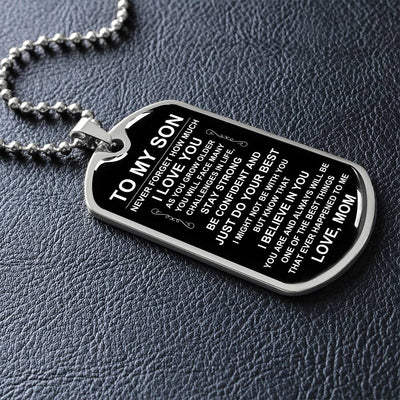 Load image into Gallery viewer, Personalized Necklace for Son from Mom, Mother to Son Dog Tag Necklace
