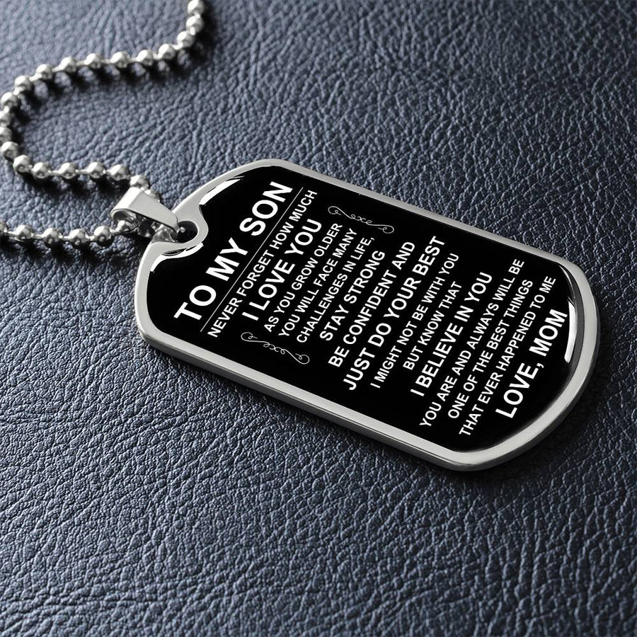 Personalized Necklace for Son from Mom, Mother to Son Dog Tag Necklace