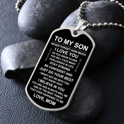 Load image into Gallery viewer, Personalized Necklace for Son from Mom, Mother to Son Dog Tag Necklace
