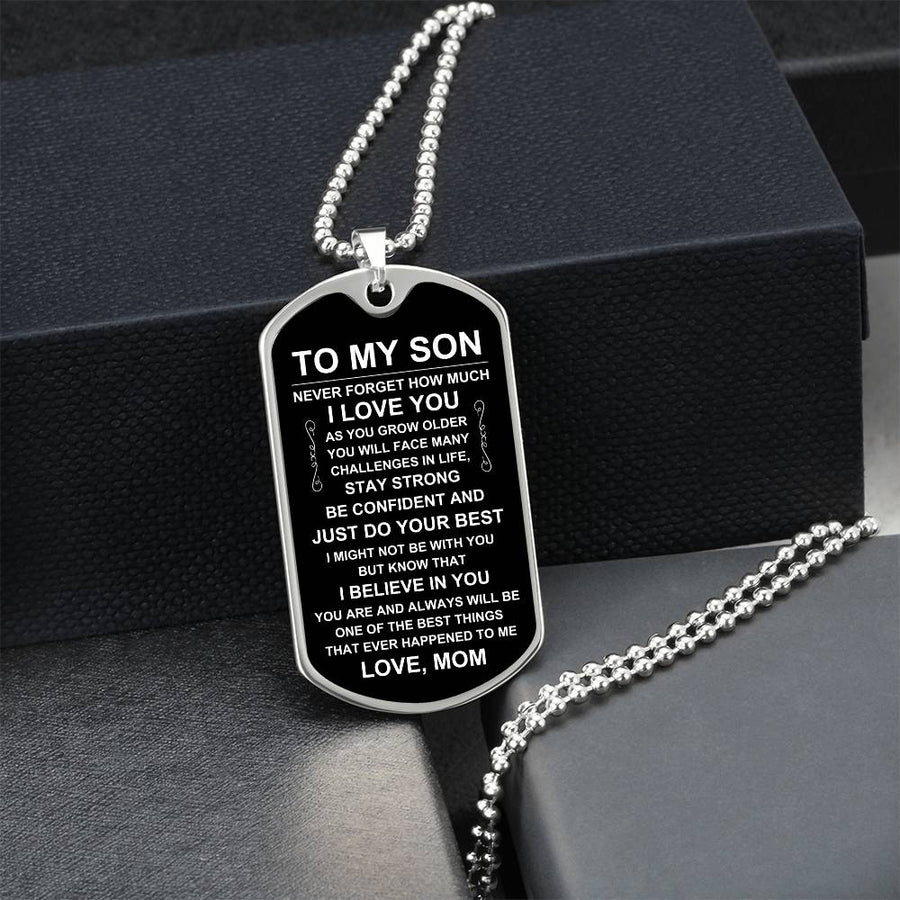 Personalized Necklace for Son from Mom, Mother to Son Dog Tag Necklace