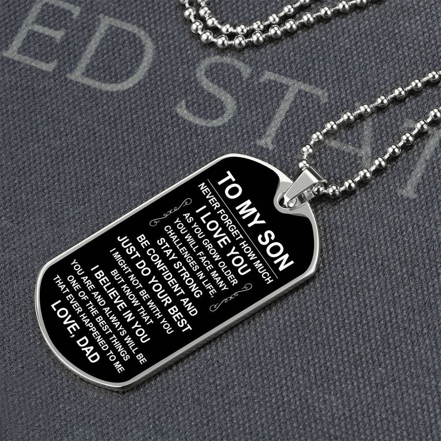 Personalized Necklace for Son from Dad, Father to Son Dog Tag Necklace