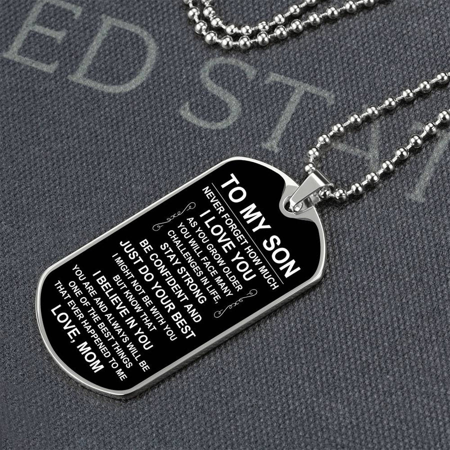 Personalized Necklace for Son from Mom, Mother to Son Dog Tag Necklace