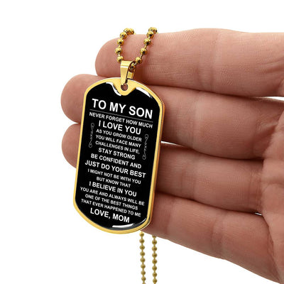 Load image into Gallery viewer, Personalized Necklace for Son from Mom, Mother to Son Dog Tag Necklace
