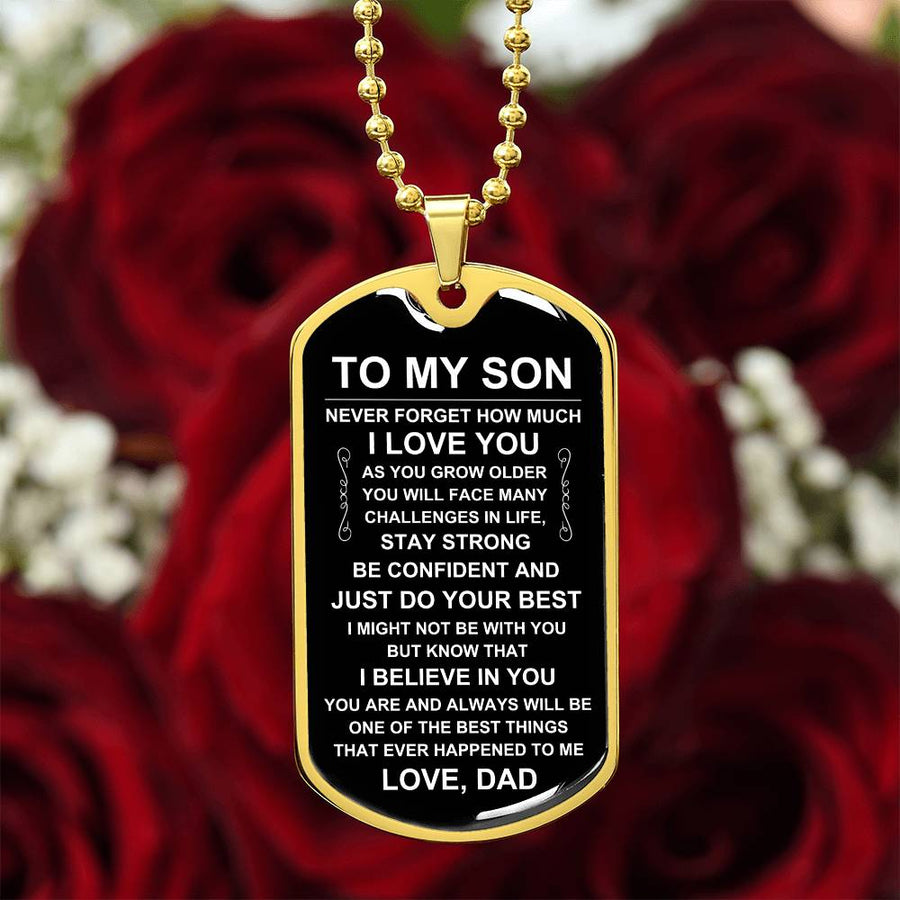 Personalized Necklace for Son from Dad, Father to Son Dog Tag Necklace