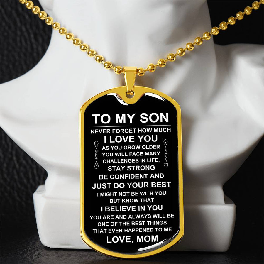 Personalized Necklace for Son from Mom, Mother to Son Dog Tag Necklace