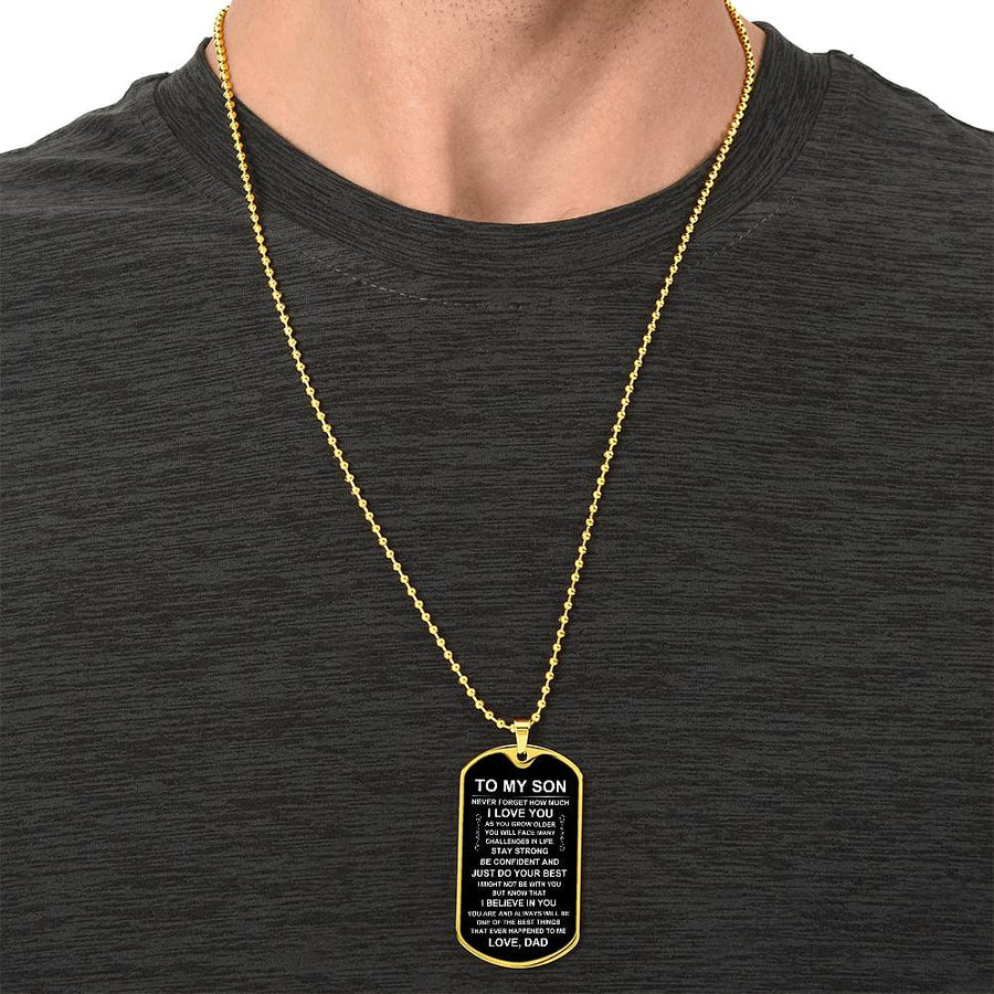Personalized Necklace for Son from Dad, Father to Son Dog Tag Necklace