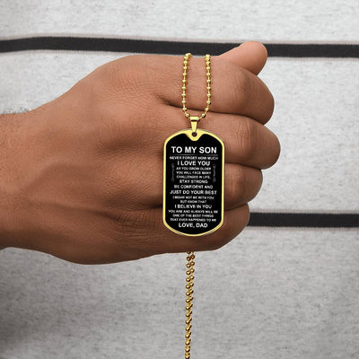 Load image into Gallery viewer, Personalized Necklace for Son from Dad, Father to Son Dog Tag Necklace
