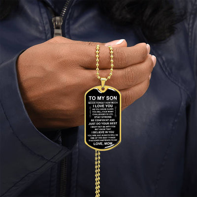Load image into Gallery viewer, Personalized Necklace for Son from Mom, Mother to Son Dog Tag Necklace
