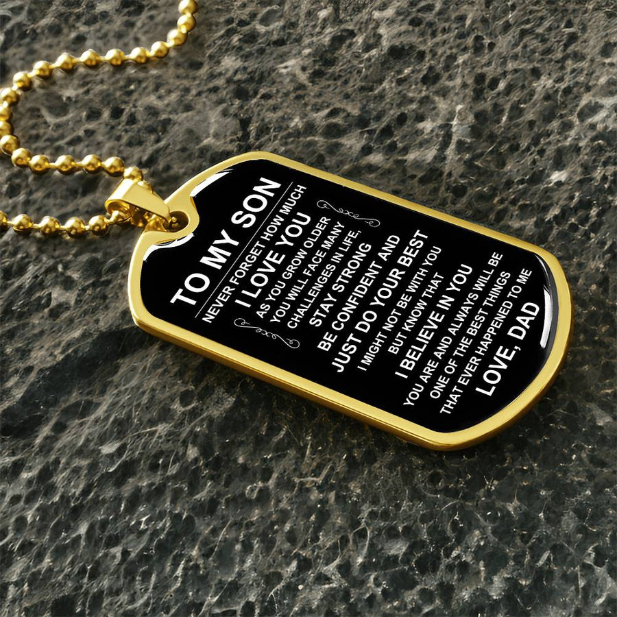 Personalized Necklace for Son from Dad, Father to Son Dog Tag Necklace