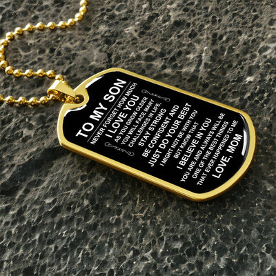 Load image into Gallery viewer, Personalized Necklace for Son from Mom, Mother to Son Dog Tag Necklace
