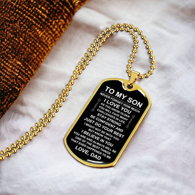Load image into Gallery viewer, Personalized Necklace for Son from Dad, Father to Son Dog Tag Necklace
