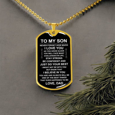 Load image into Gallery viewer, Personalized Necklace for Son from Dad, Father to Son Dog Tag Necklace
