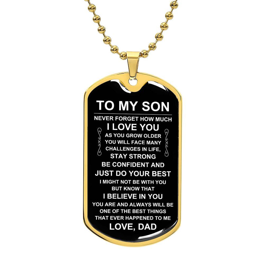 Personalized Necklace for Son from Dad, Father to Son Dog Tag Necklace