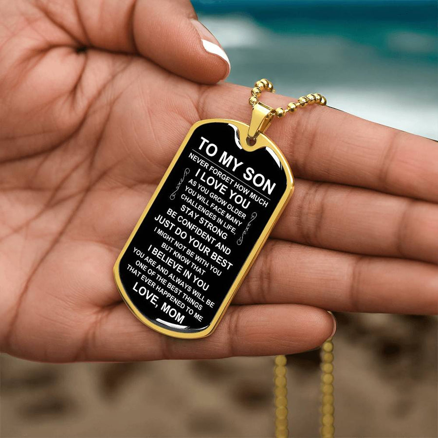 Personalized Necklace for Son from Mom, Mother to Son Dog Tag Necklace