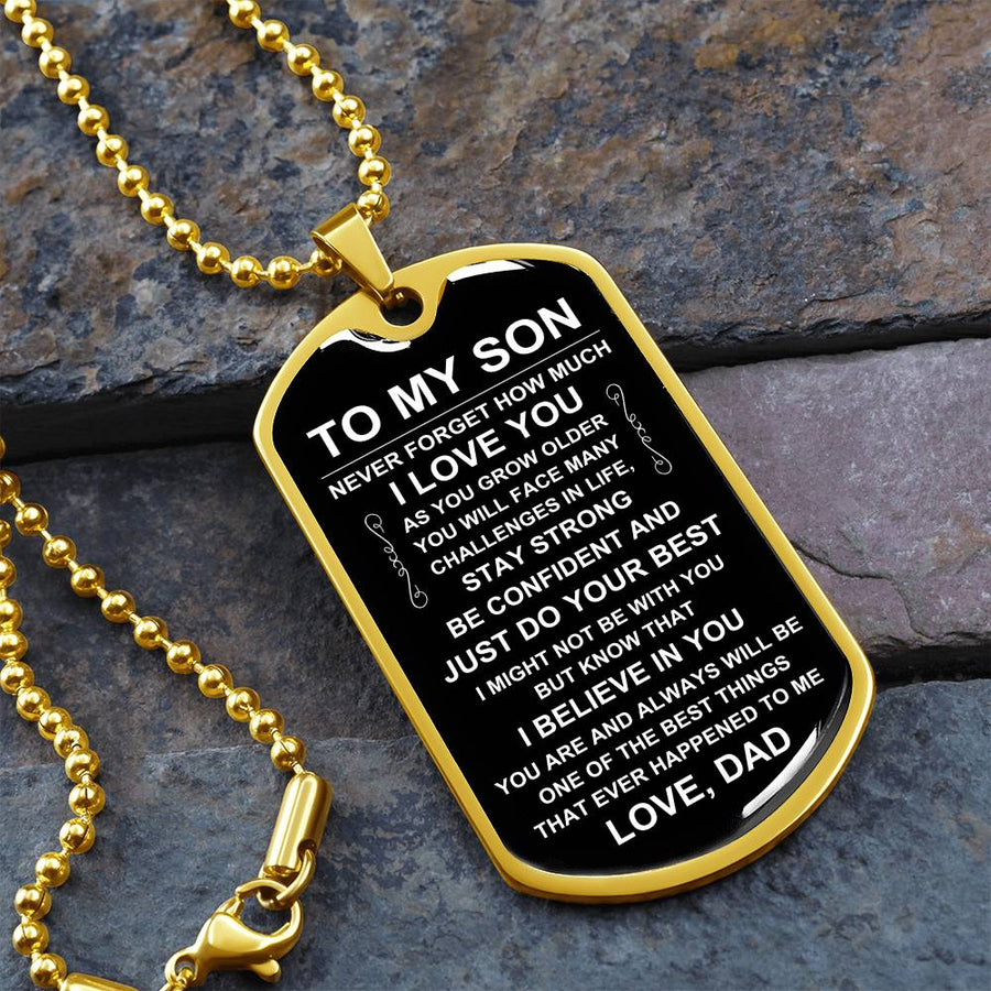 Personalized Necklace for Son from Dad, Father to Son Dog Tag Necklace