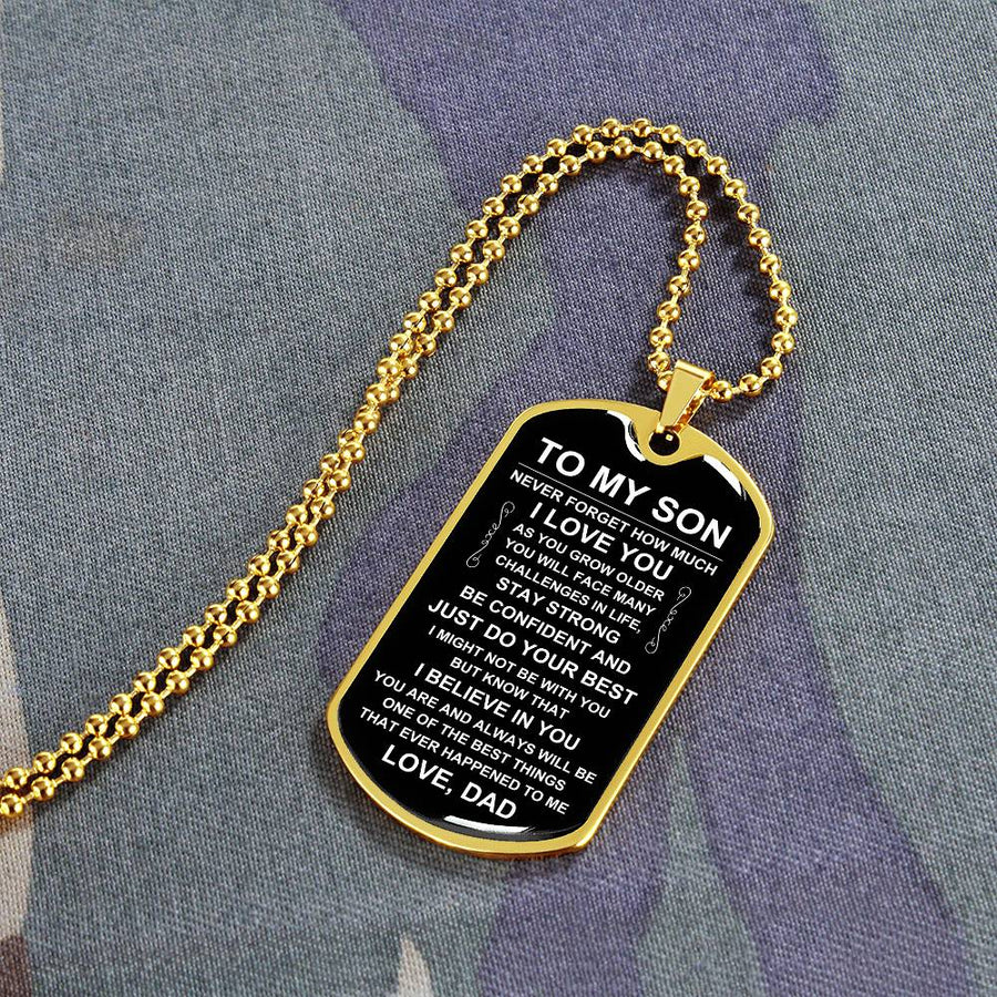 Personalized Necklace for Son from Dad, Father to Son Dog Tag Necklace