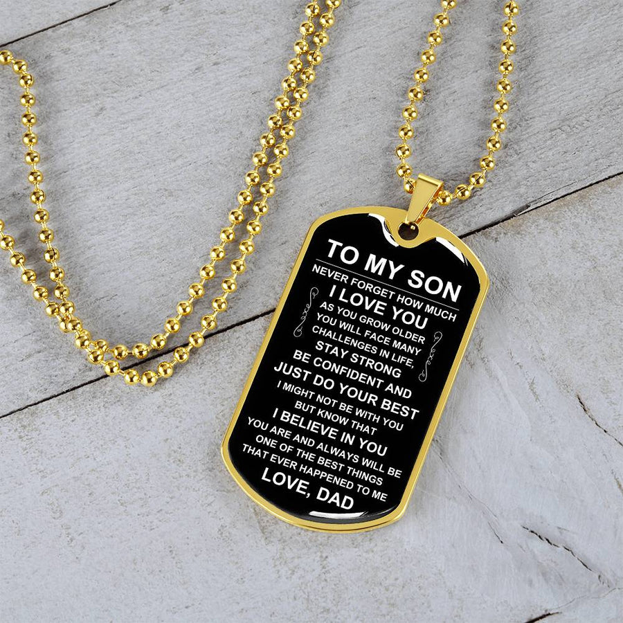 Personalized Necklace for Son from Dad, Father to Son Dog Tag Necklace