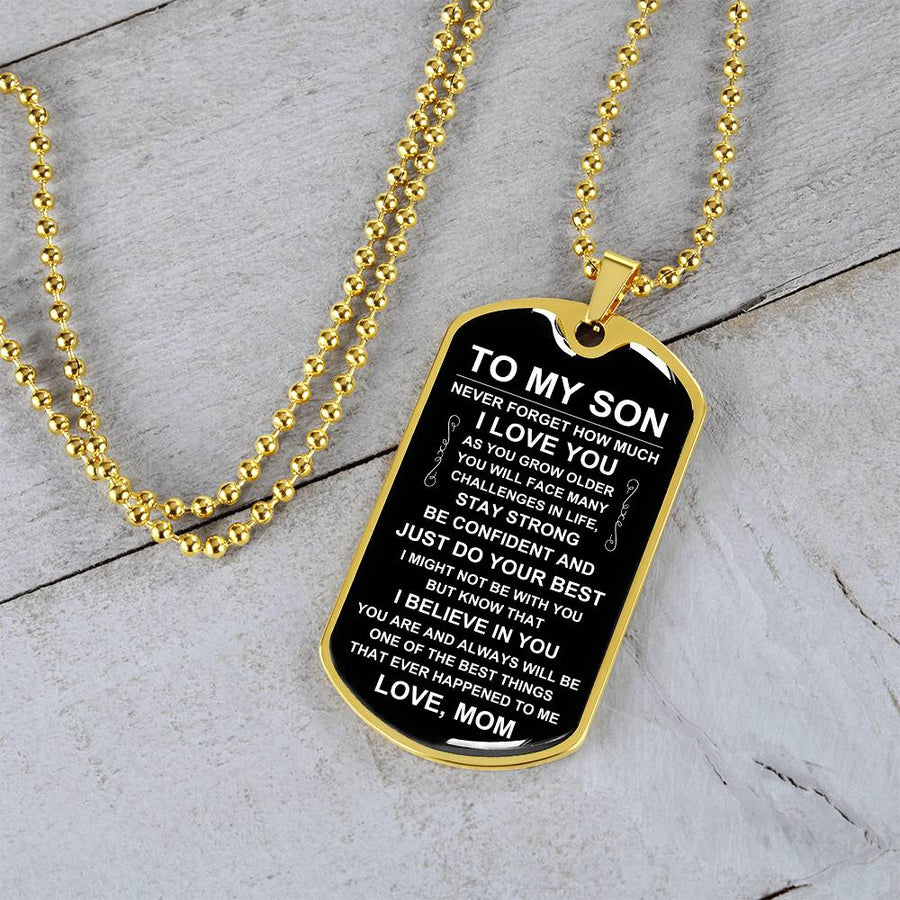 Personalized Necklace for Son from Mom, Mother to Son Dog Tag Necklace