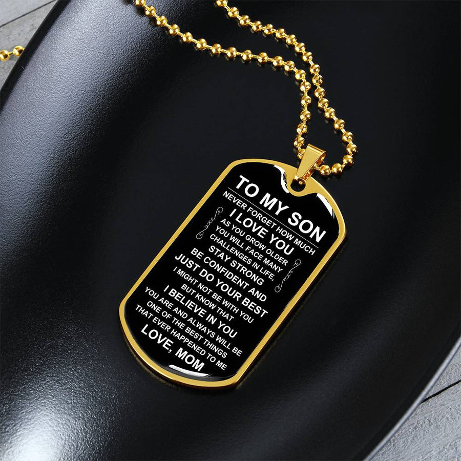 Personalized Necklace for Son from Mom, Mother to Son Dog Tag Necklace