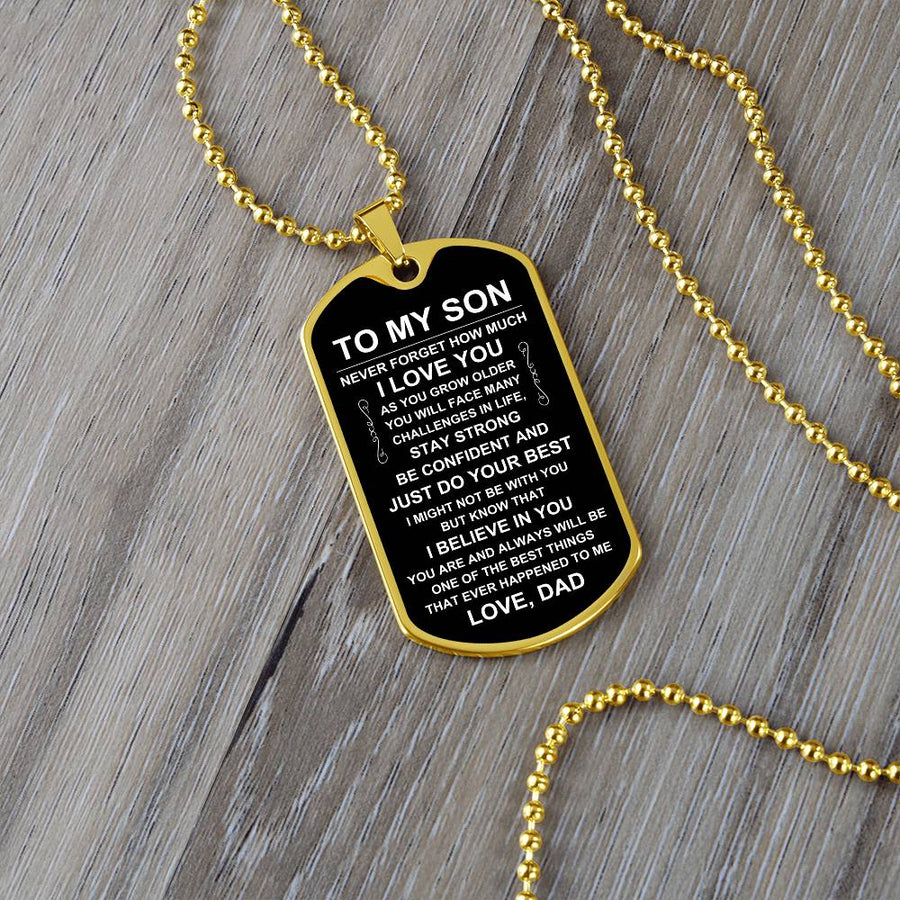 Personalized Necklace for Son from Dad, Father to Son Dog Tag Necklace