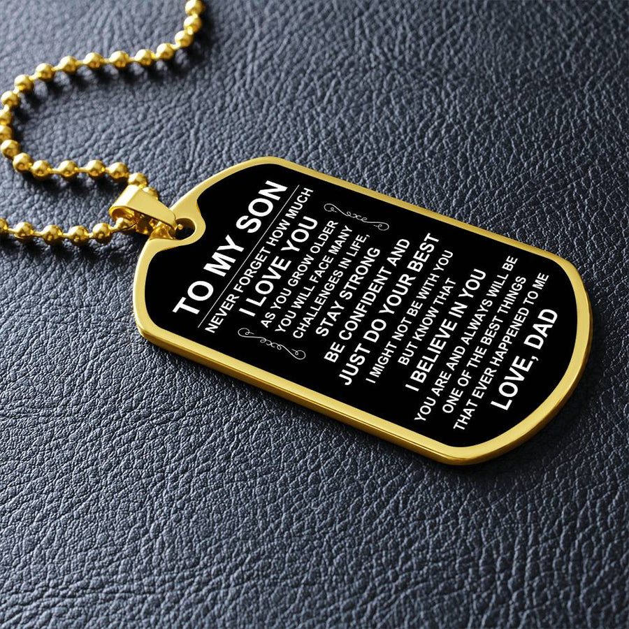 Personalized Necklace for Son from Dad, Father to Son Dog Tag Necklace