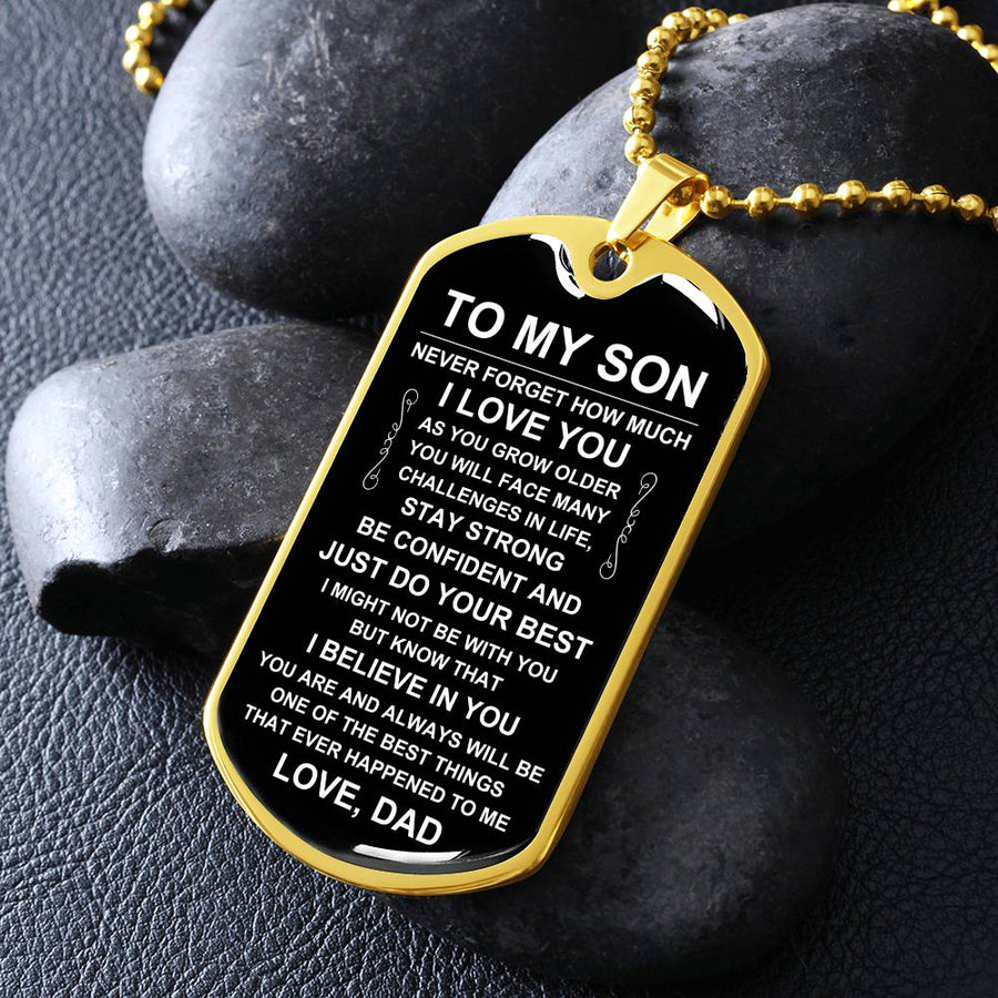 Personalized Necklace for Son from Dad, Father to Son Dog Tag Necklace