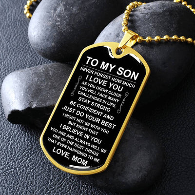 Load image into Gallery viewer, Personalized Necklace for Son from Mom, Mother to Son Dog Tag Necklace
