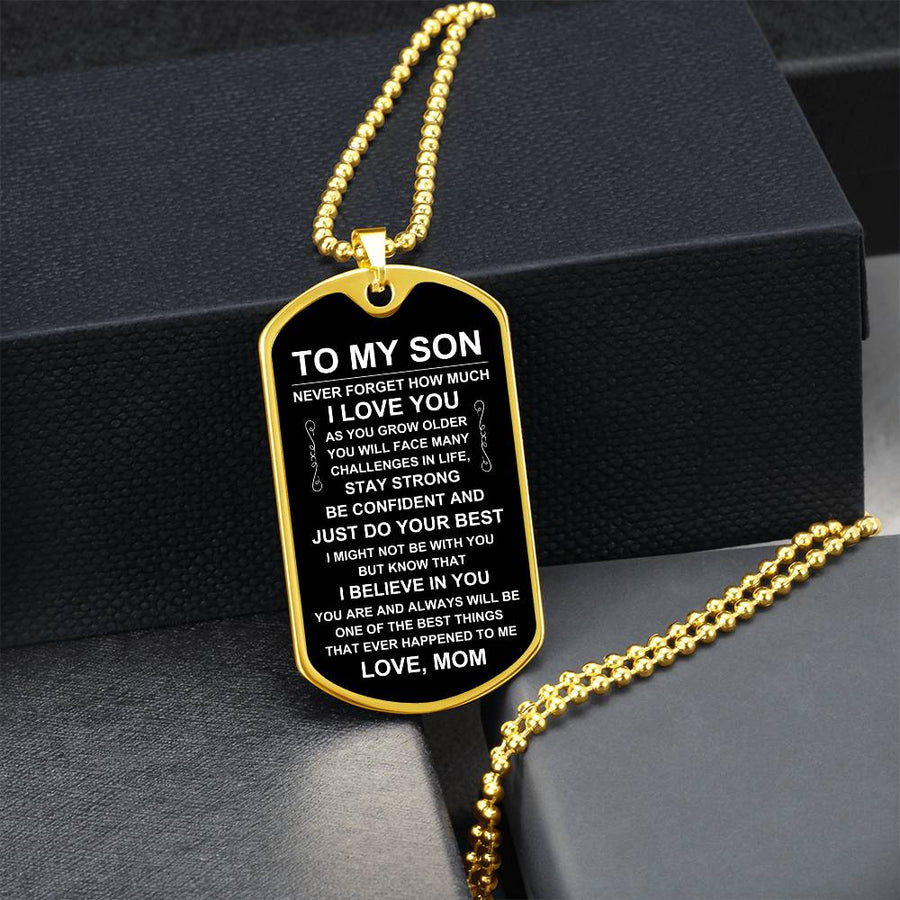 Personalized Necklace for Son from Mom, Mother to Son Dog Tag Necklace
