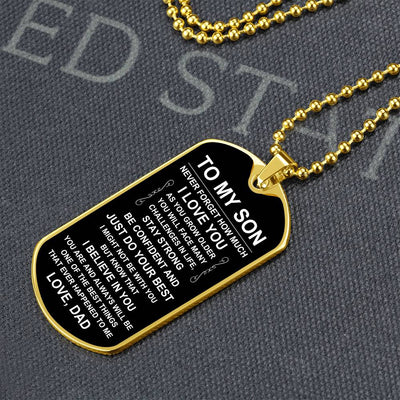 Load image into Gallery viewer, Personalized Necklace for Son from Dad, Father to Son Dog Tag Necklace
