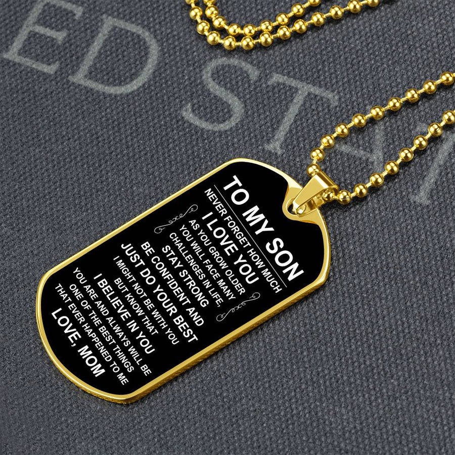 Personalized Necklace for Son from Mom, Mother to Son Dog Tag Necklace
