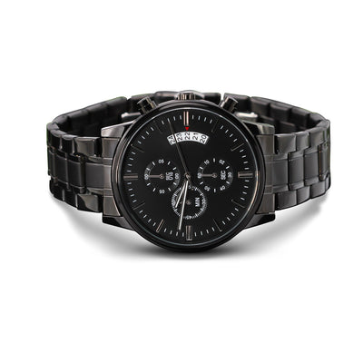 Load image into Gallery viewer, TEXT Customizable Engraved Black Chronograph Watch, Unique Birthday Gifts for Men
