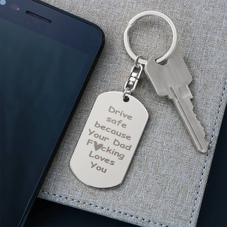 All Love Here Drive Safe Keychain for Son / Daughter, Birthday Gifts for Son / Daughter from Dad