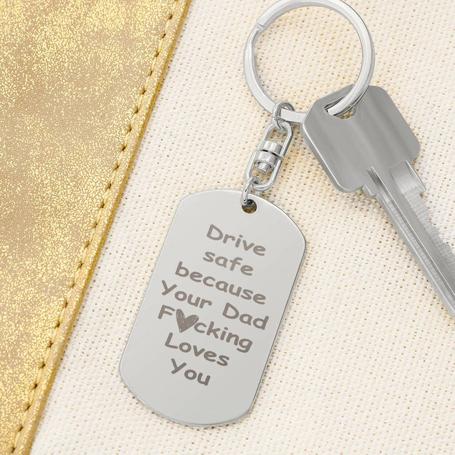 All Love Here Drive Safe Keychain for Son / Daughter, Birthday Gifts for Son / Daughter from Dad