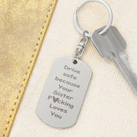 Load image into Gallery viewer, Engraved Dog Tag Keychain for Brother and Sister from Sister
