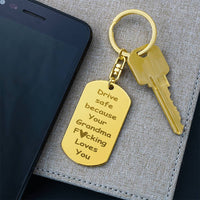 Load image into Gallery viewer, Engraved Dog Tag Keychain for Granddaughter and Grandson from Grandma

