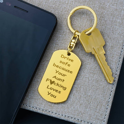Load image into Gallery viewer, Engraved Dog Tag Keychain for Niece and Nephew  from Aunt
