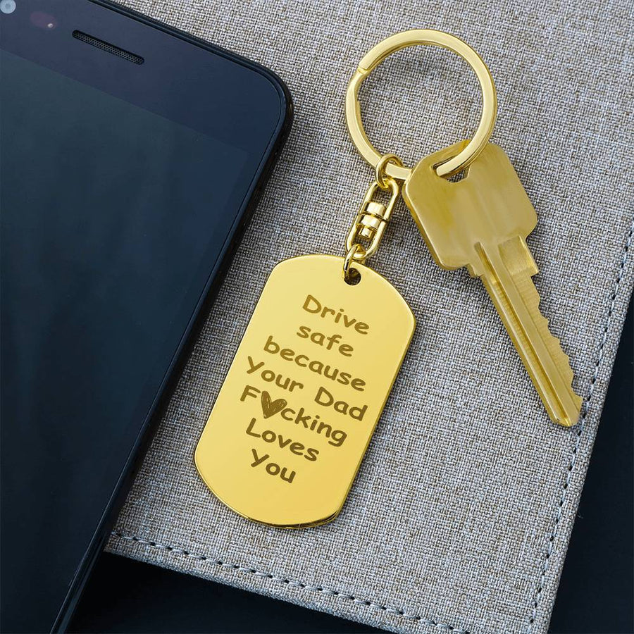 All Love Here Drive Safe Keychain for Son / Daughter, Birthday Gifts for Son / Daughter from Dad