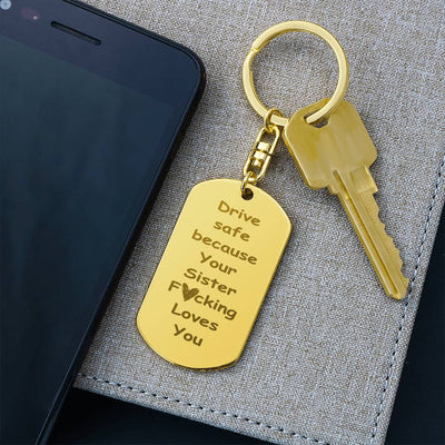 Load image into Gallery viewer, Engraved Dog Tag Keychain for Brother and Sister from Sister
