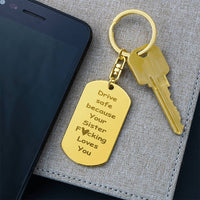 Load image into Gallery viewer, Engraved Dog Tag Keychain for Brother and Sister from Sister
