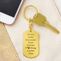 Load image into Gallery viewer, Engraved Dog Tag Keychain for Brother and Sister from Sister
