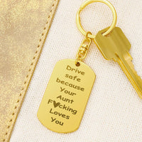 Load image into Gallery viewer, Engraved Dog Tag Keychain for Niece and Nephew  from Aunt
