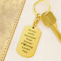 Load image into Gallery viewer, Engraved Dog Tag Keychain for Brother and Sister from Sister
