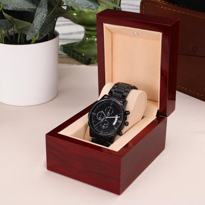 Load image into Gallery viewer, TEXT Customizable Engraved Black Chronograph Watch, Unique Birthday Gifts for Men
